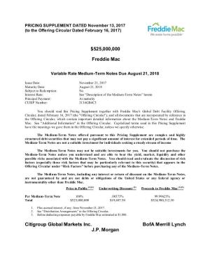 525000000 Freddie Mac Citigroup Global Markets Inc. Bofa Merrill