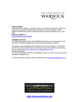 How Strong Is the Association Between Abdominal Obesity and the Incidence of Type 2 Diabetes? International Journal of Clinical Practice, Volume 62 (Number 9)