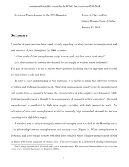 Structural Unemployment in the 2008 Recession Anton A