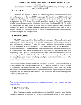 Efficient Data Compression Using CUDA Programming In