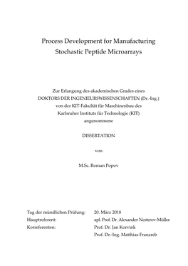 Process Development for Manufacturing Stochastic Peptide Microarrays