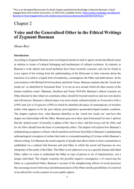 Chapter 2 Voice and the Generalised Other in the Ethical Writings Of