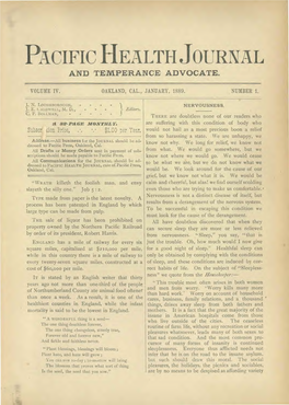 Pacific Health Jourxal and Temperance Advocate