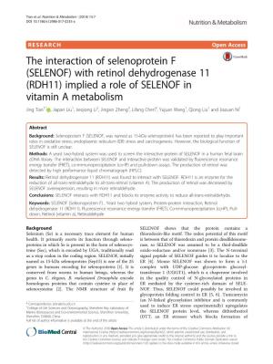 SELENOF) with Retinol Dehydrogenase 11 (RDH11