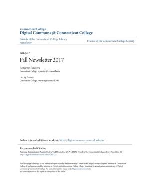 Fall Newsletter 2017 Benjamin Panciera Connecticut College, Bpancier@Conncoll.Edu