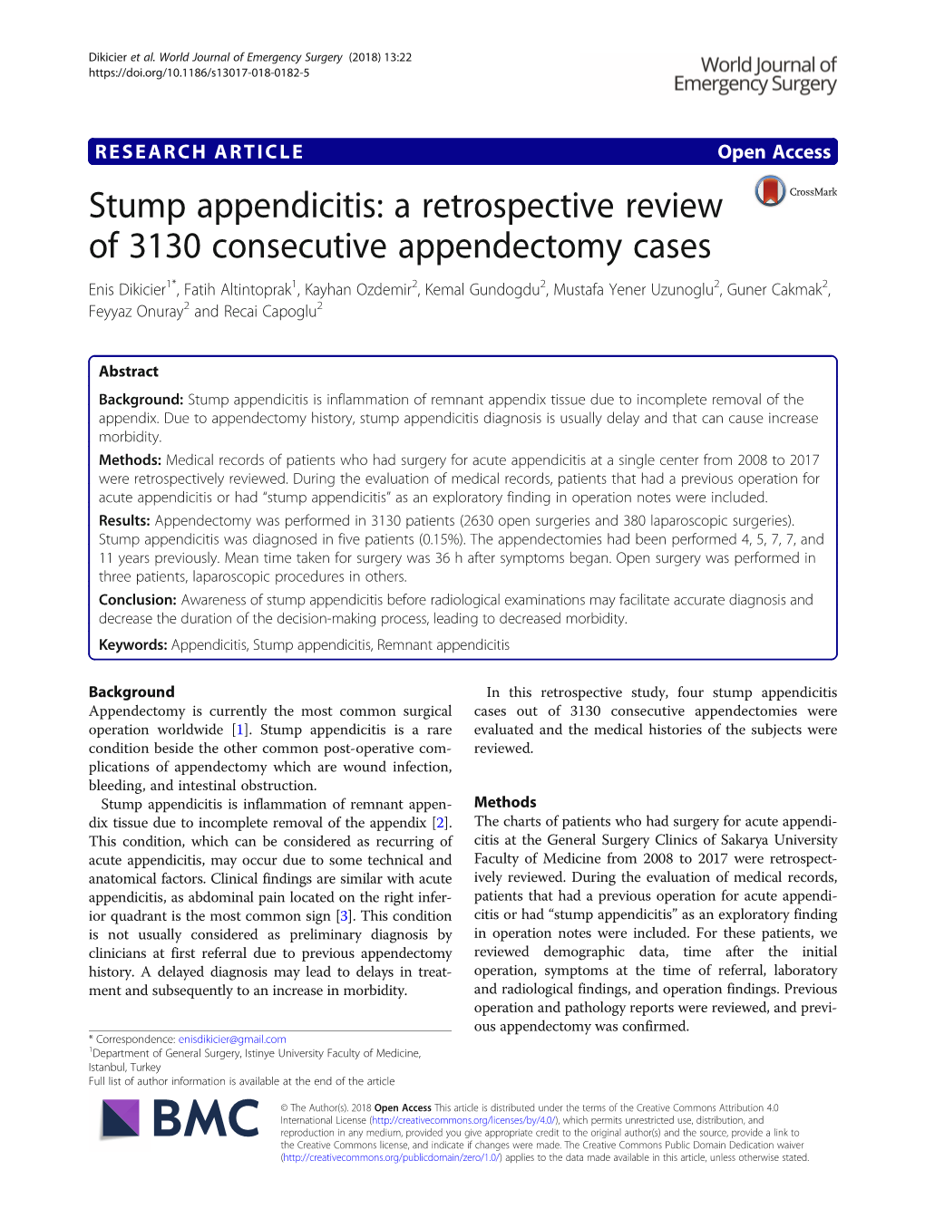 Stump Appendicitis: a Retrospective Review of 3130 Consecutive