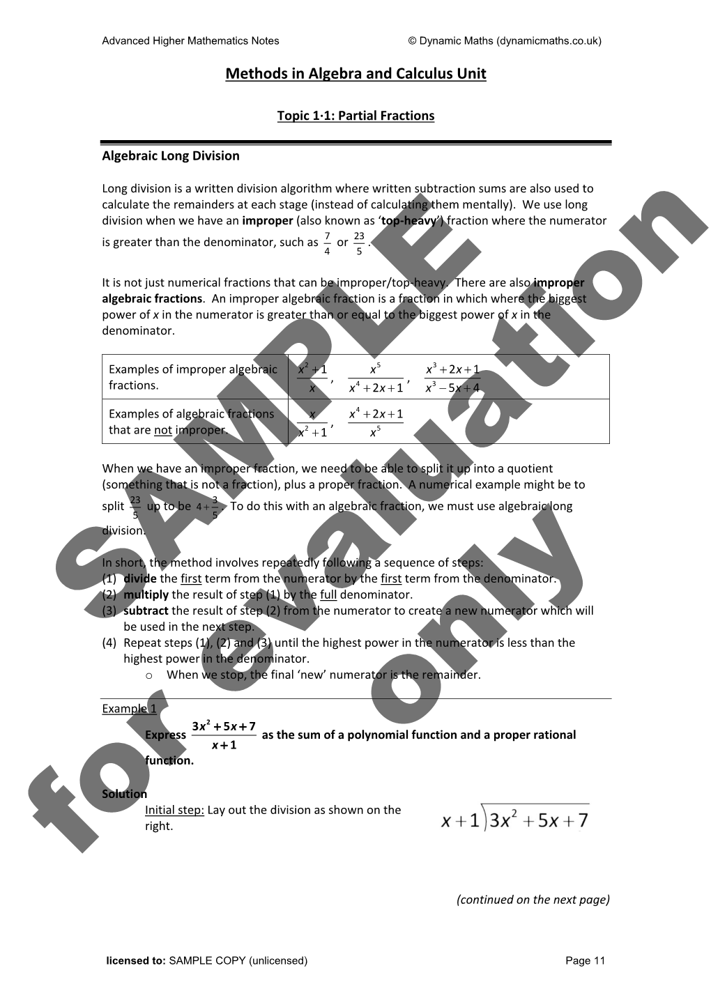 Advanced Higher Notes Sample Chapter