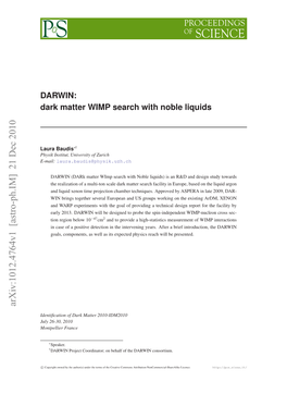 DARWIN: Dark Matter WIMP Search with Noble Liquids