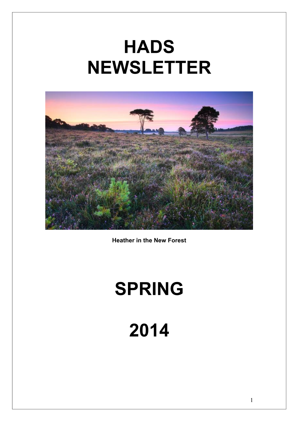 Hads Newsletter Spring 2014