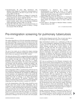 Pre-Immigration Screening for Pulmonary Tuberculosis