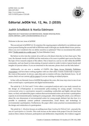 Editorial Jedem Vol. 12, No. 2 (2020)