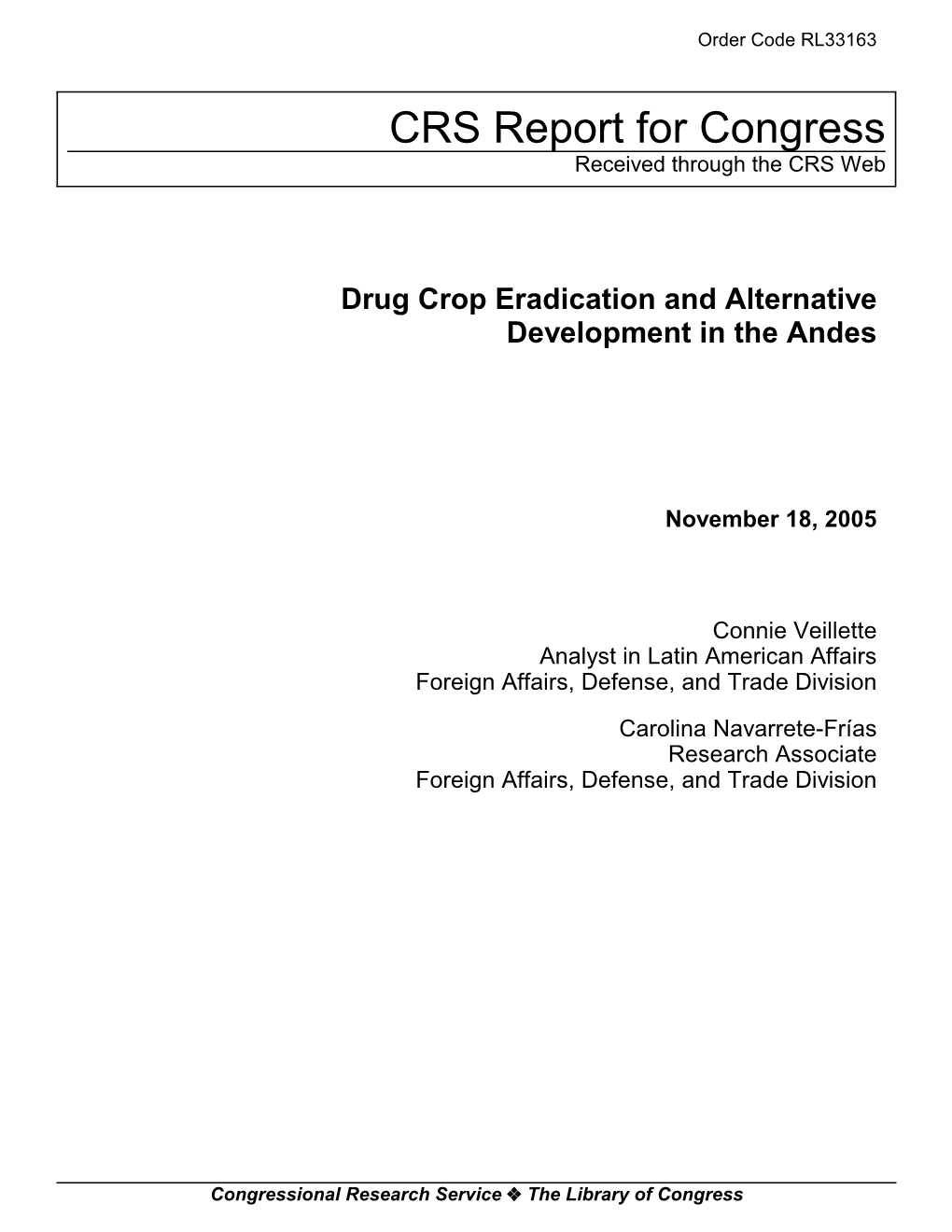 Drug Crop Eradication and Alternative Development in the Andes