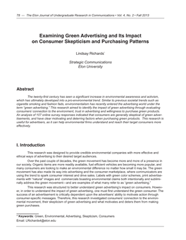 Examining Green Advertising and Its Impact on Consumer Skepticism and Purchasing Patterns