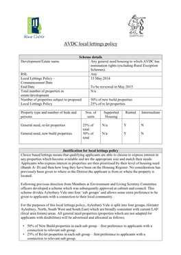 AVDC Sub Groups Local Lettings Policy