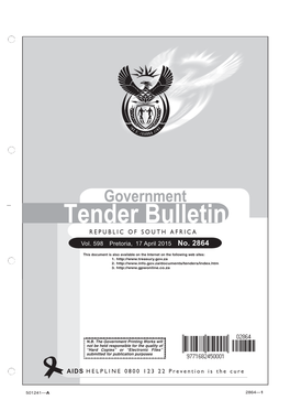 Tender Bulletin REPUBLICREPUBLIC of of SOUTH SOUTH AFRICAAFRICA