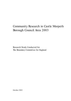 Community Research in Castle Morpeth Borough Council Area 2003