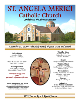 ST. ANGELA MERICI Catholic Church Archdiocese of Galveston-Houston