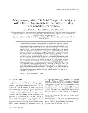 Morphometry of the Midfacial Complex in Subjects with Class III Malocclusions: Procrustes, Euclidean, and Cephalometric Analyses