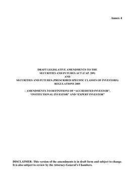 Annex 4: Amendments to Definition of "Accredited Investor"