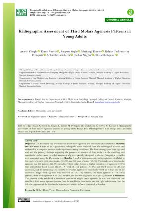 Radiographic Assessment of Third Molars Agenesis Patterns in Young Adults