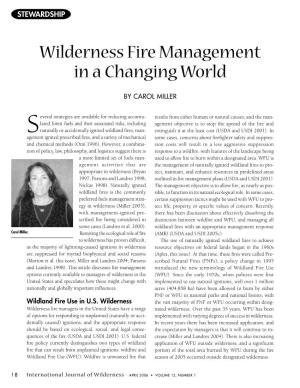 Wilderness Fire Management in a Changing World