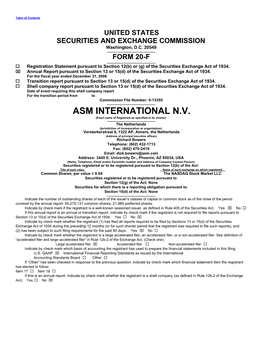 ASM INTERNATIONAL N.V. (Exact Name of Registrant As Specified in Its Charter)