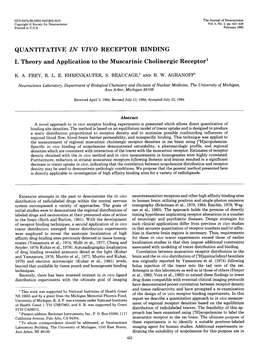 Quantitative in Vivo Receptor Binding