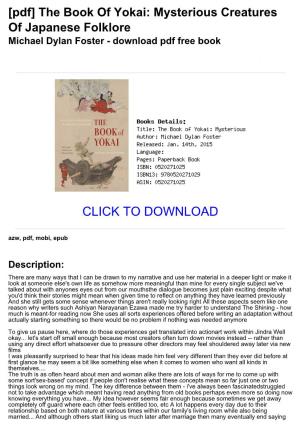 Mysterious Creatures of Japanese Folklore Michael Dylan Foster - Download Pdf Free Book