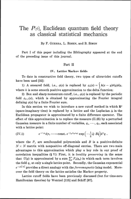 Euclidean Quantum Field Theory As Classical Statistical Mechanics