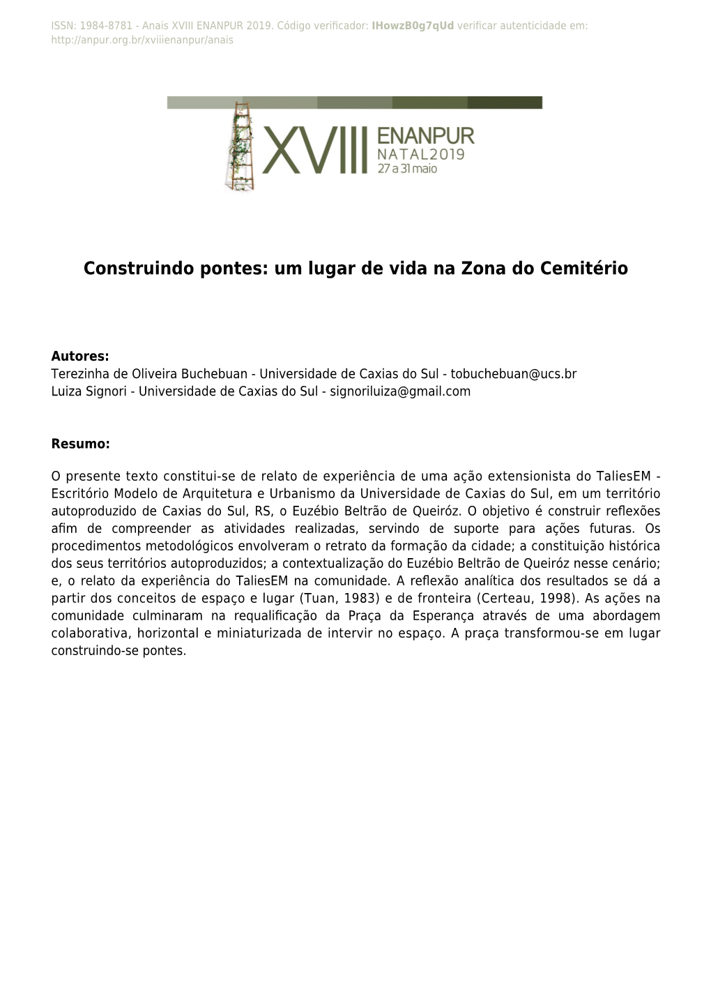 Construindo Pontes: Um Lugar De Vida Na Zona Do Cemitério