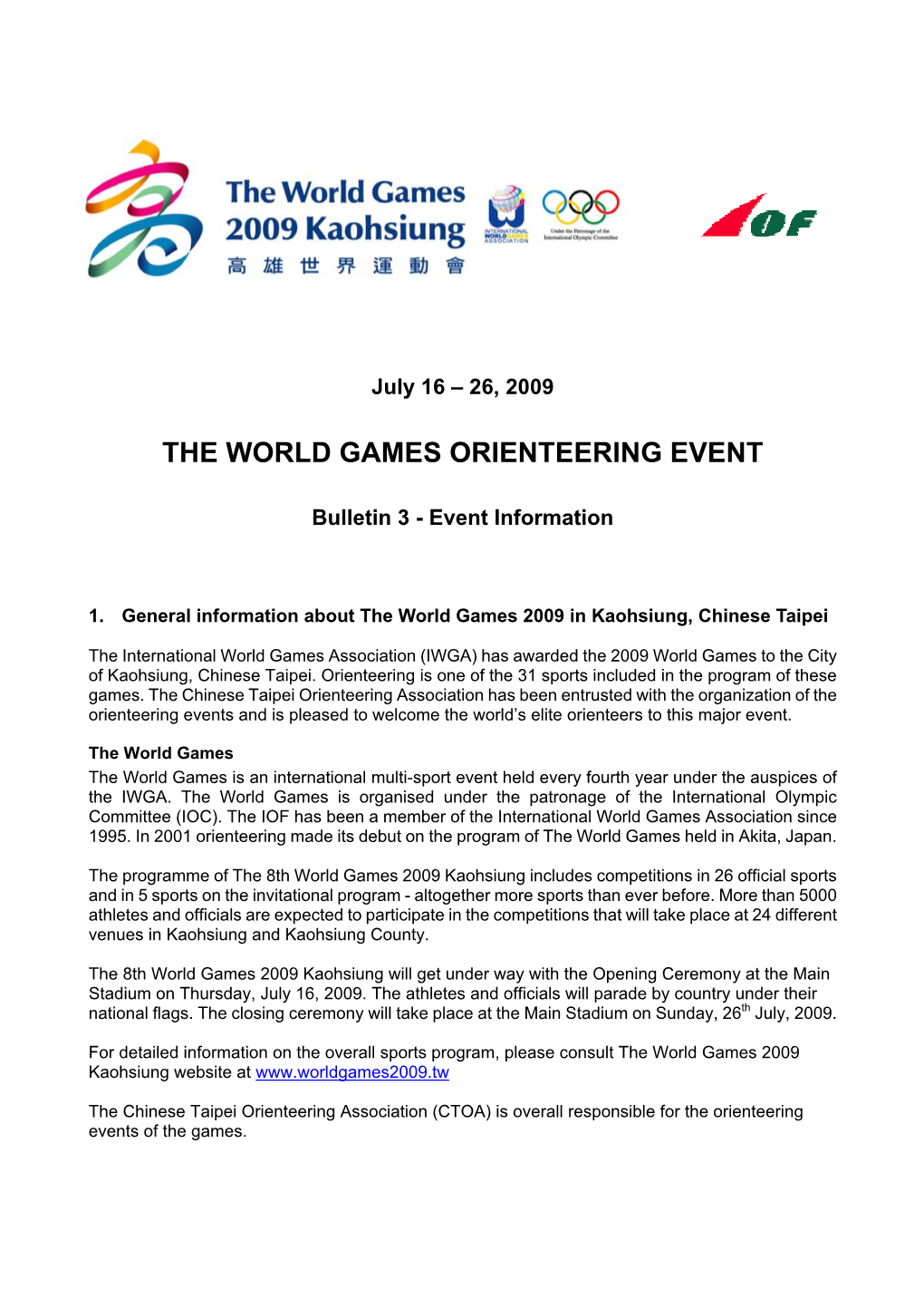 The World Games Orienteering Event