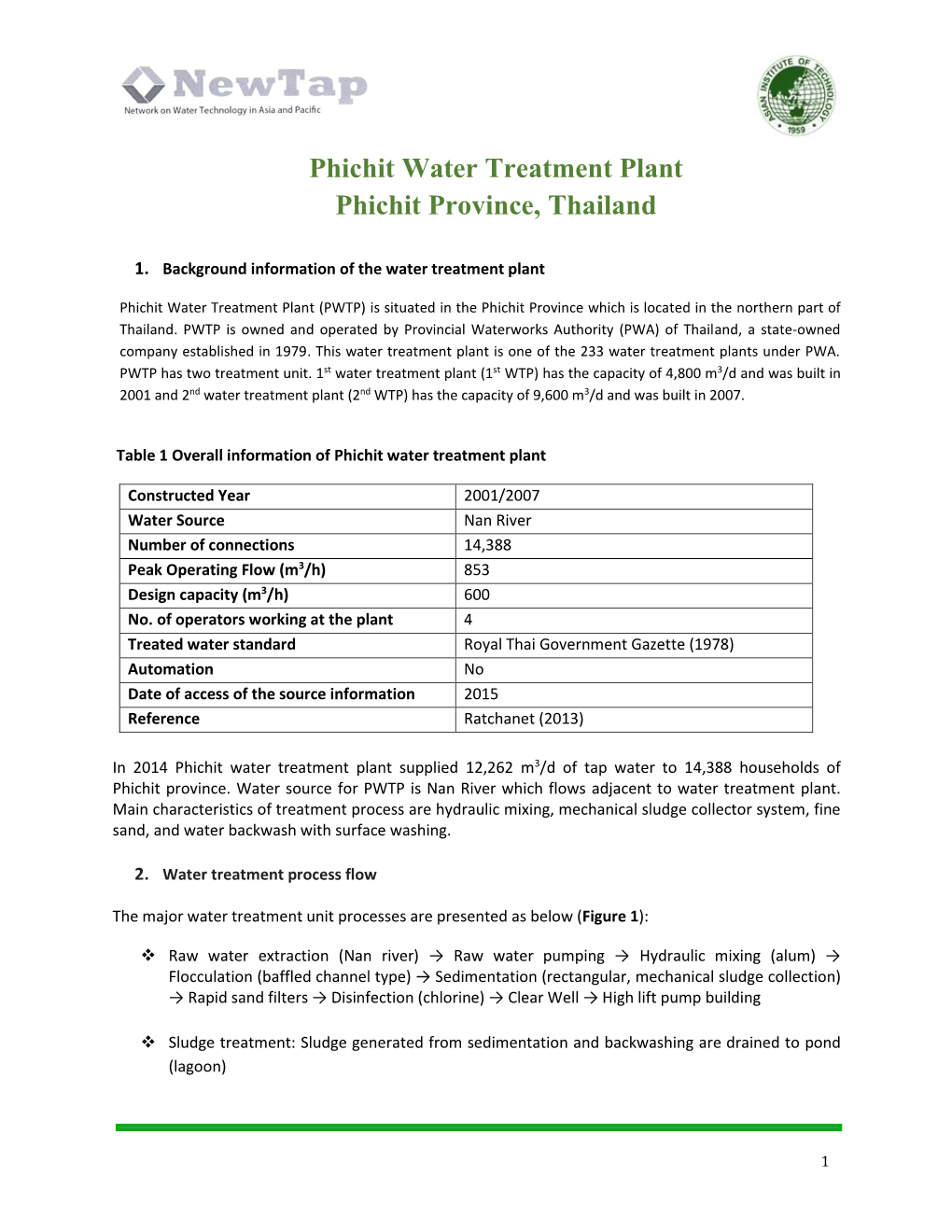 Phichit Water Treatment Plant Phichit Province, Thailand