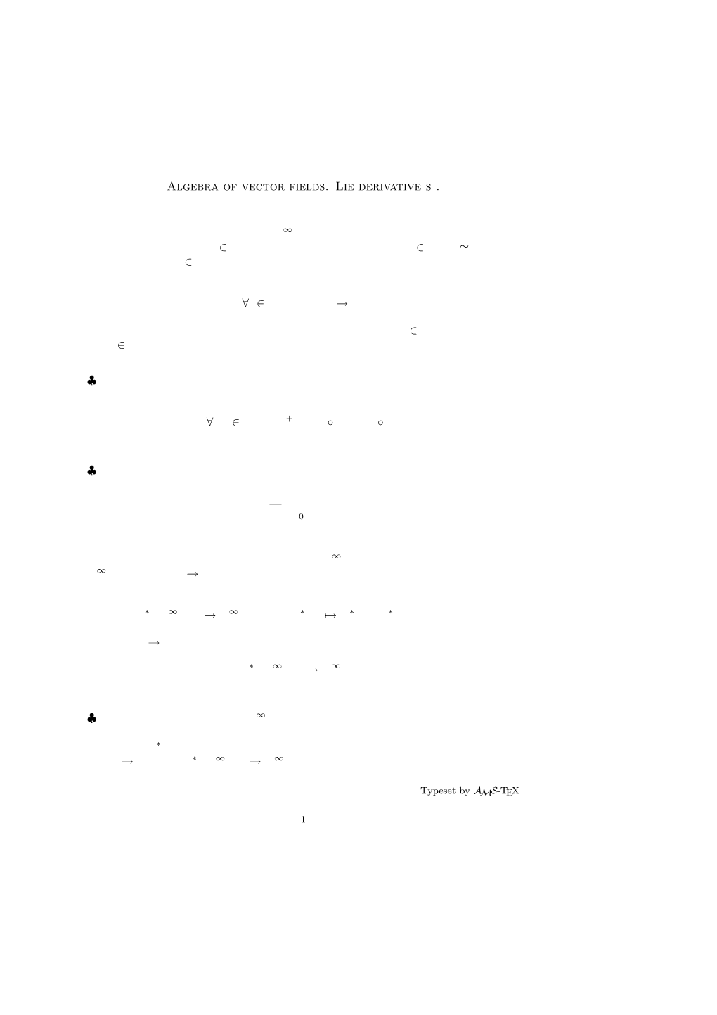 3. Algebra of Vector Fields. Lie Derivatives