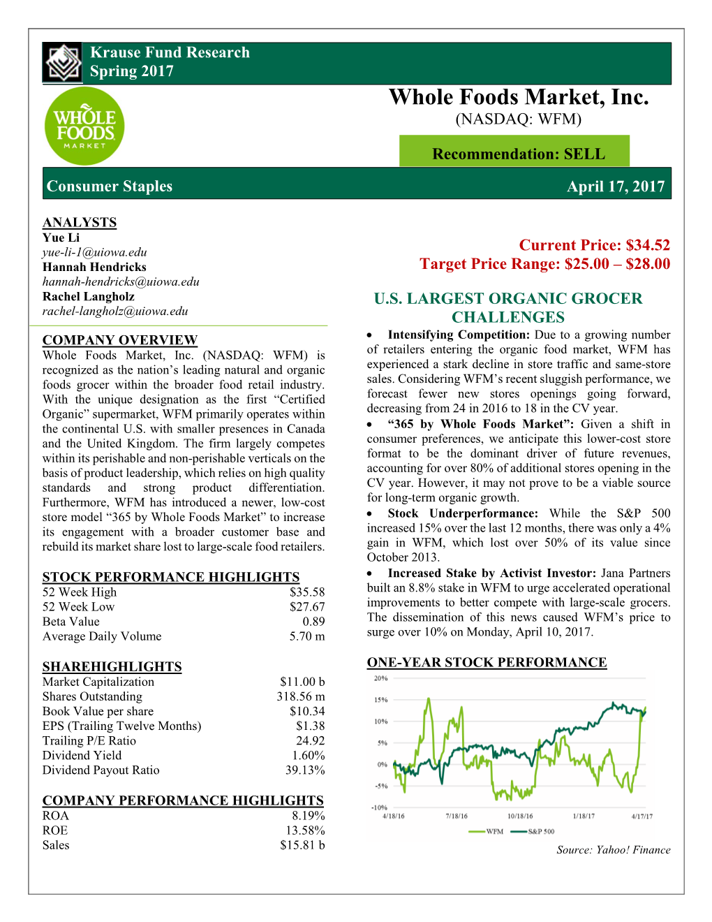 Whole Foods Market, Inc. (NASDAQ: WFM)