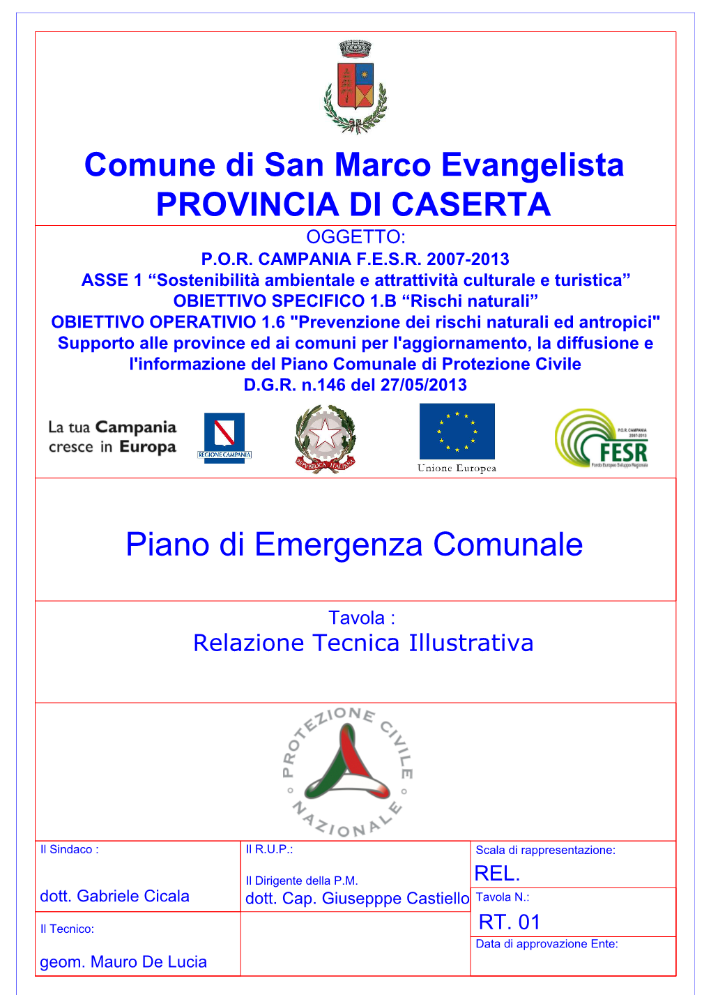 Piano Di Emergenza Comunale Comune Di San Marco Evangelista