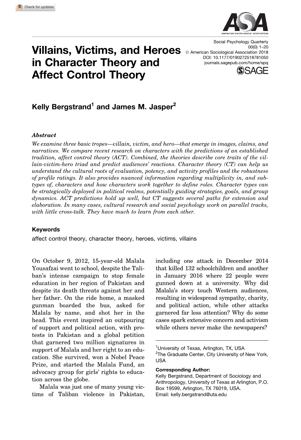 Villains, Victims, and Heroes in Character Theory and Affect Control