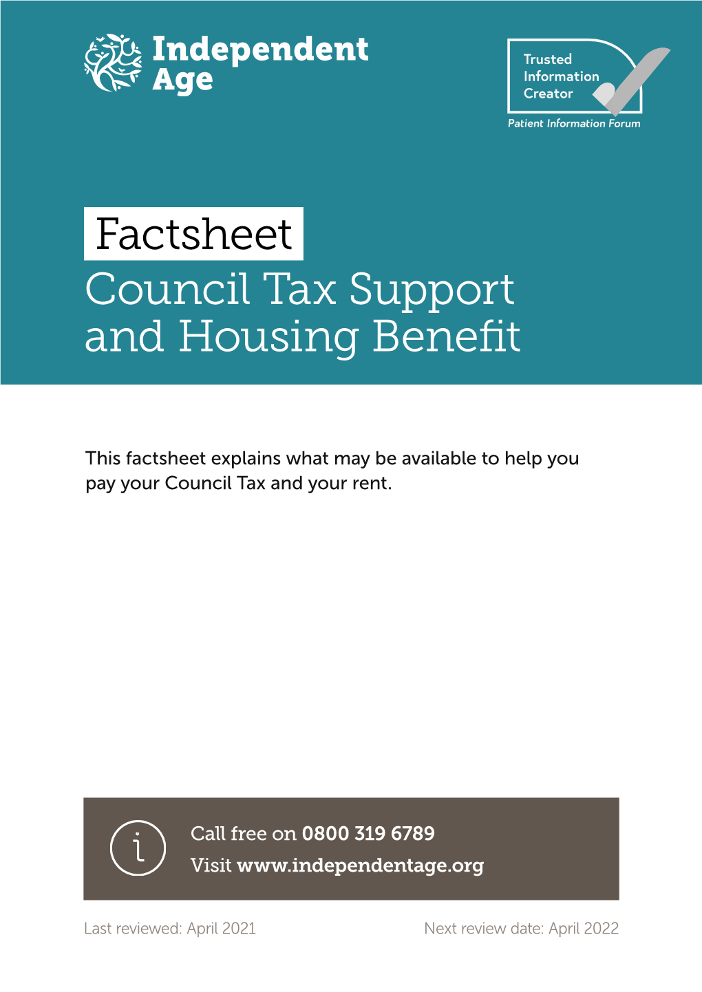 Factsheet Council Tax Support and Housing Benefit