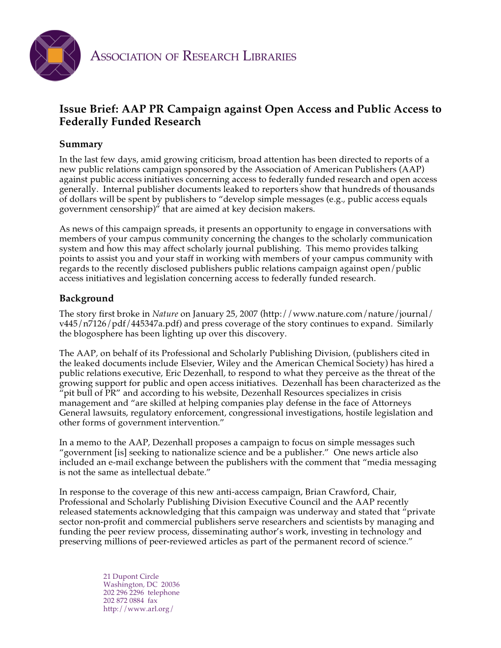 Issue Brief: AAP PR Campaign Against Open Access and Public Access to Federally Funded Research