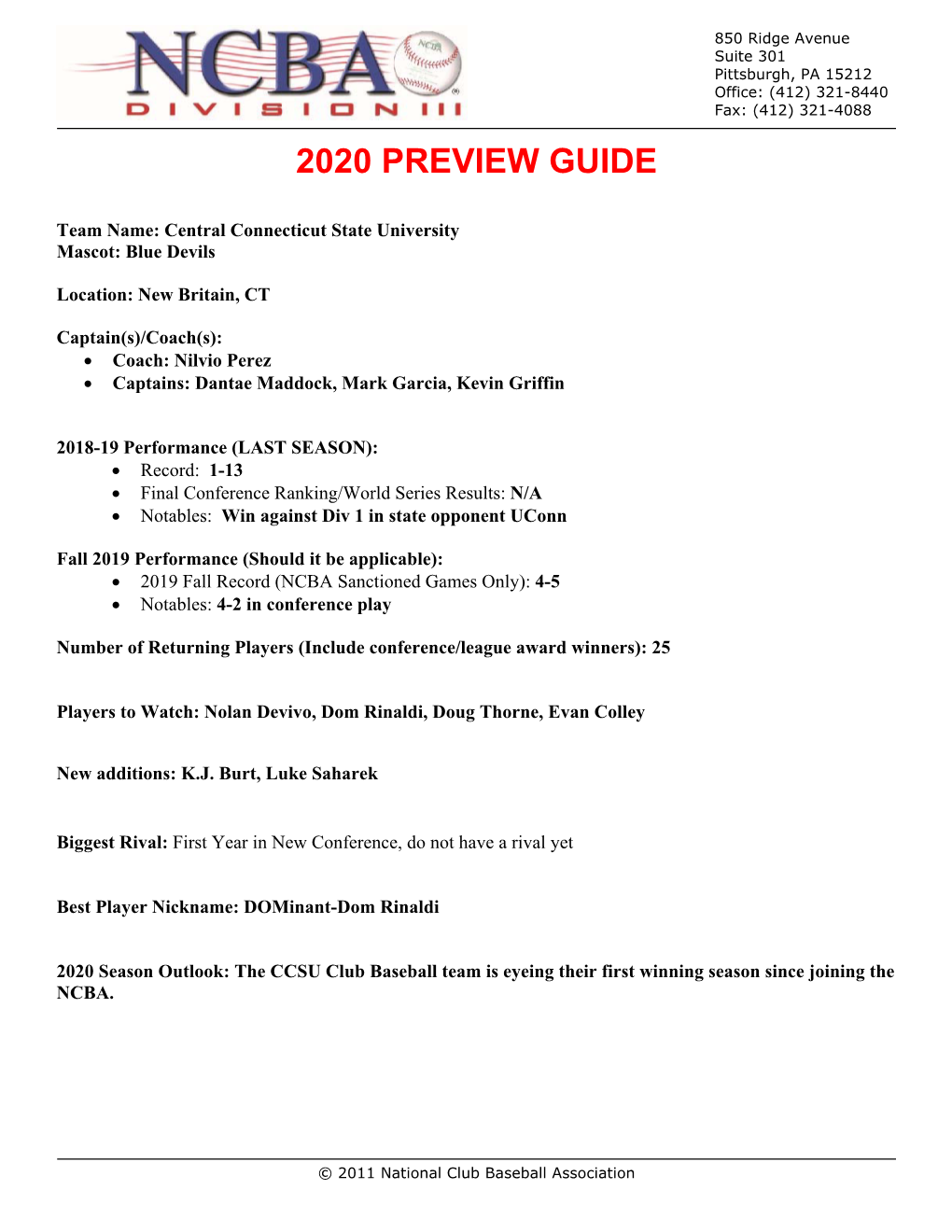 2020 Preview Guide