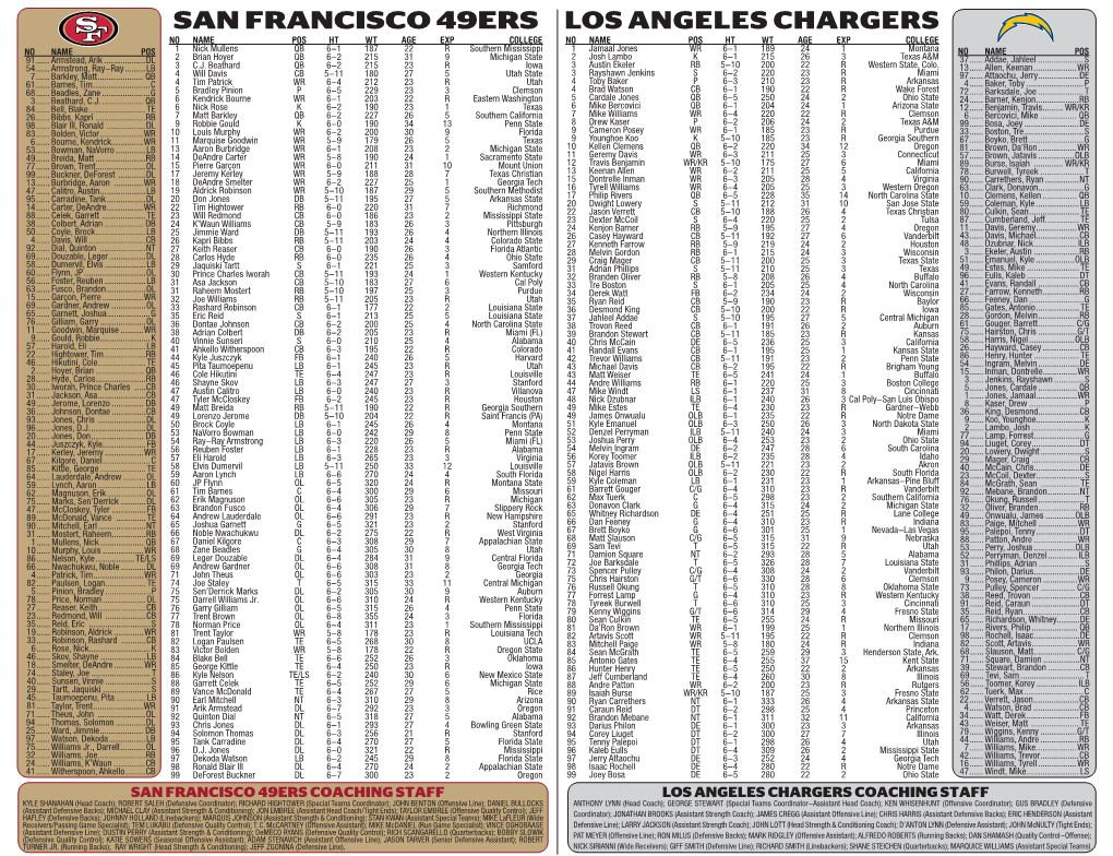 Los Angeles Chargers San Francisco 49Ers