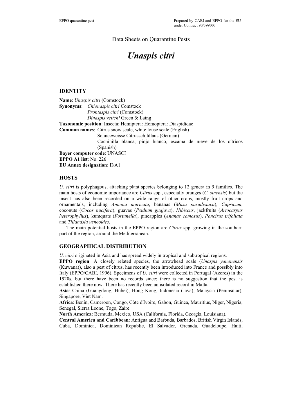 Data Sheets on Quarantine Pests