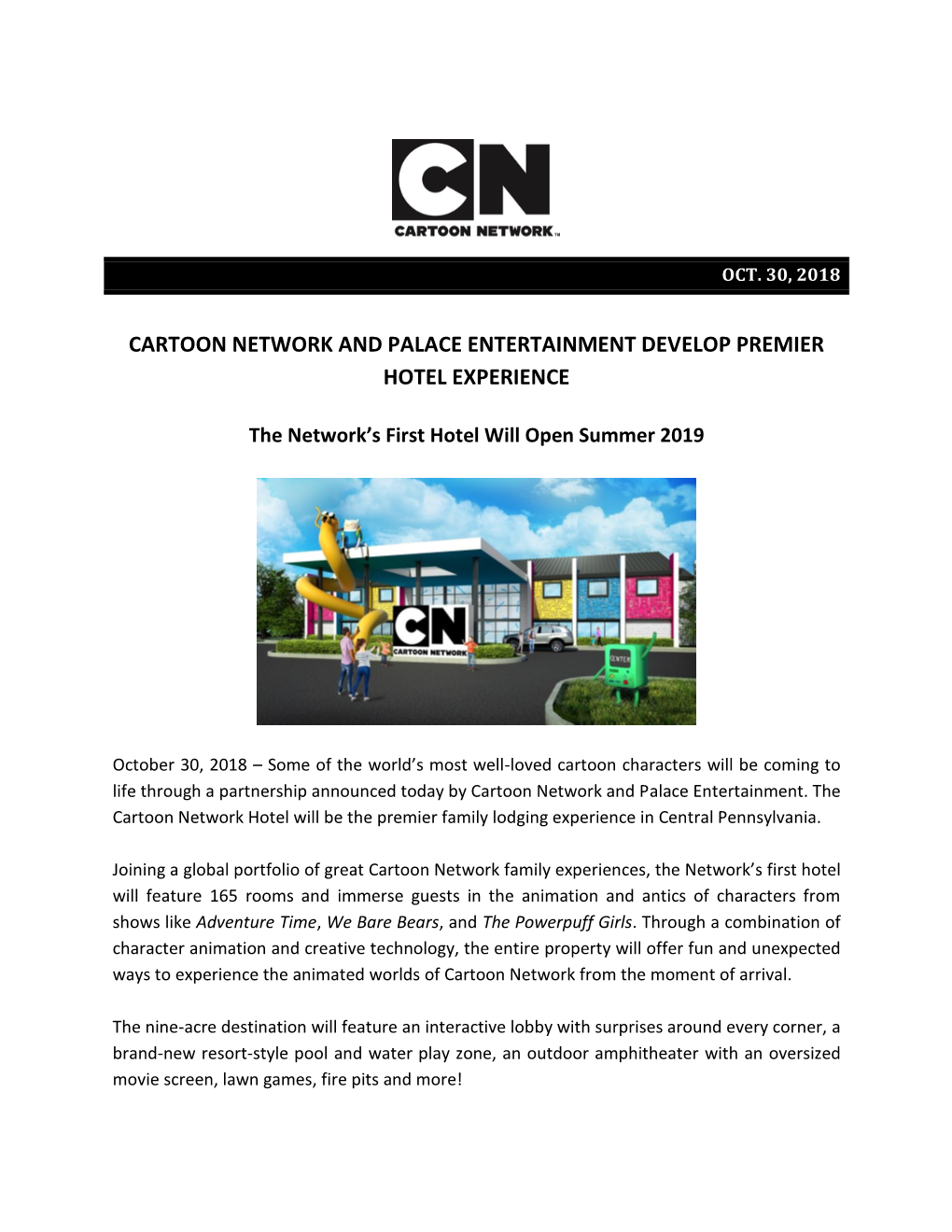 Cartoon Network and Palace Entertainment Develop Premier Hotel Experience