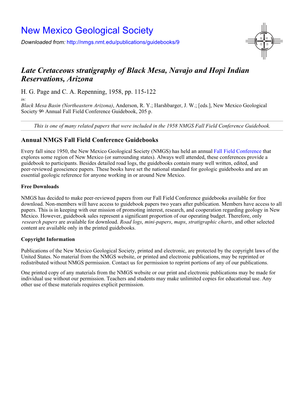 Late Cretaceous Stratigraphy of Black Mesa, Navajo and Hopi Indian Reservations, Arizona H