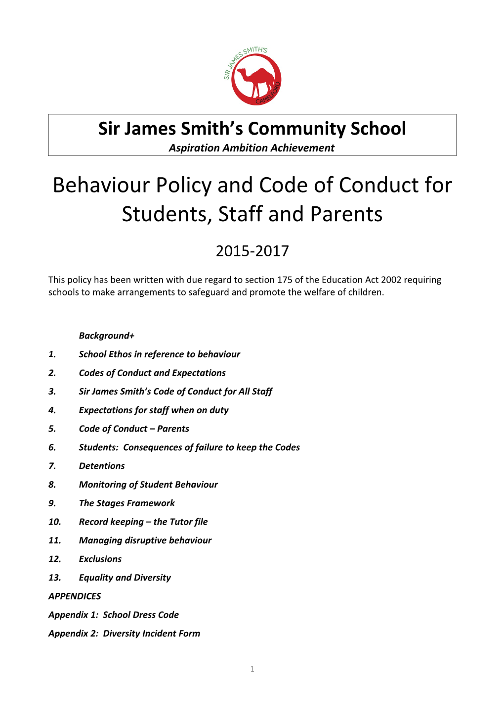 Behaviour Management Policy s1