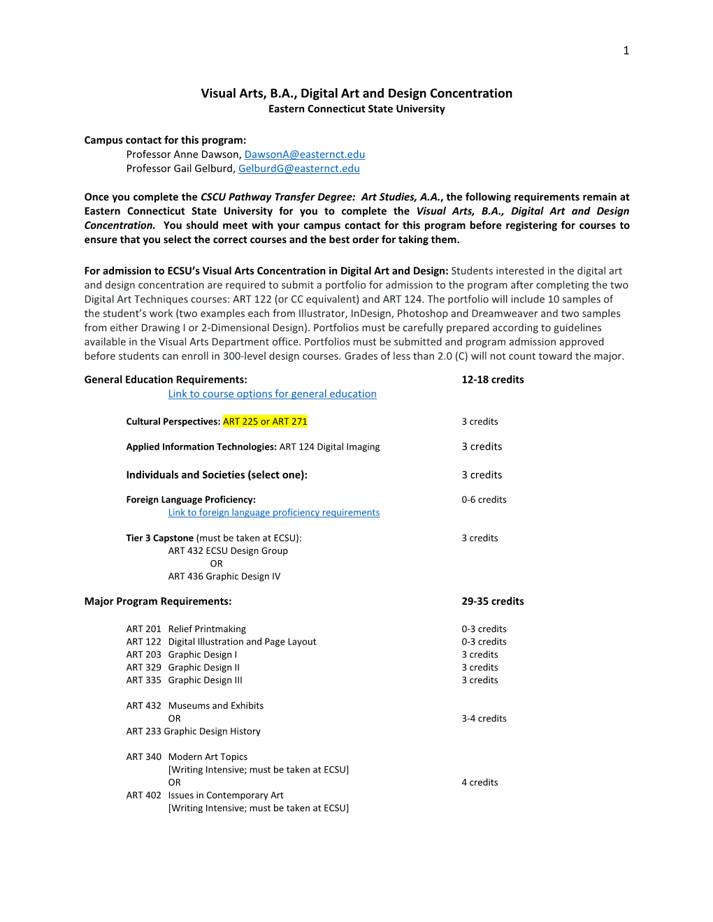 Visual Arts, B.A., Digital Art and Design Concentration Eastern Connecticut State University