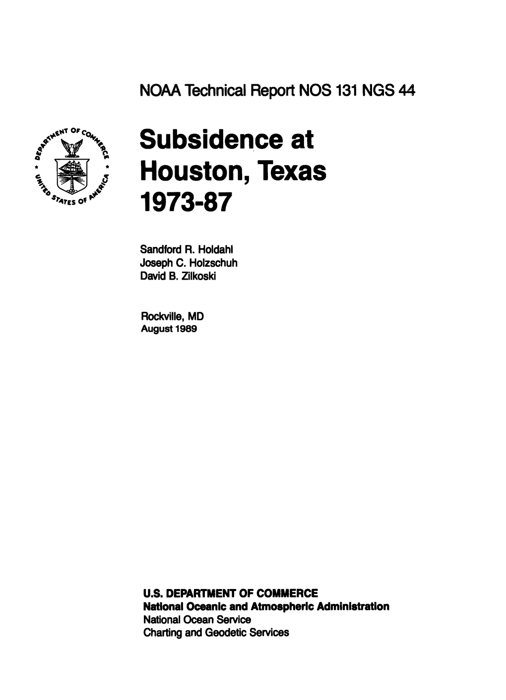 Subsidence at Houston, Texas 1973-87