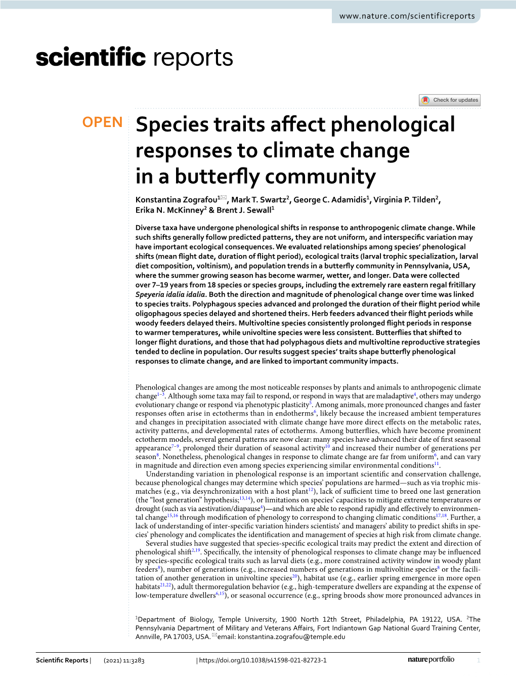 Species Traits Affect Phenological Responses to Climate Change in A