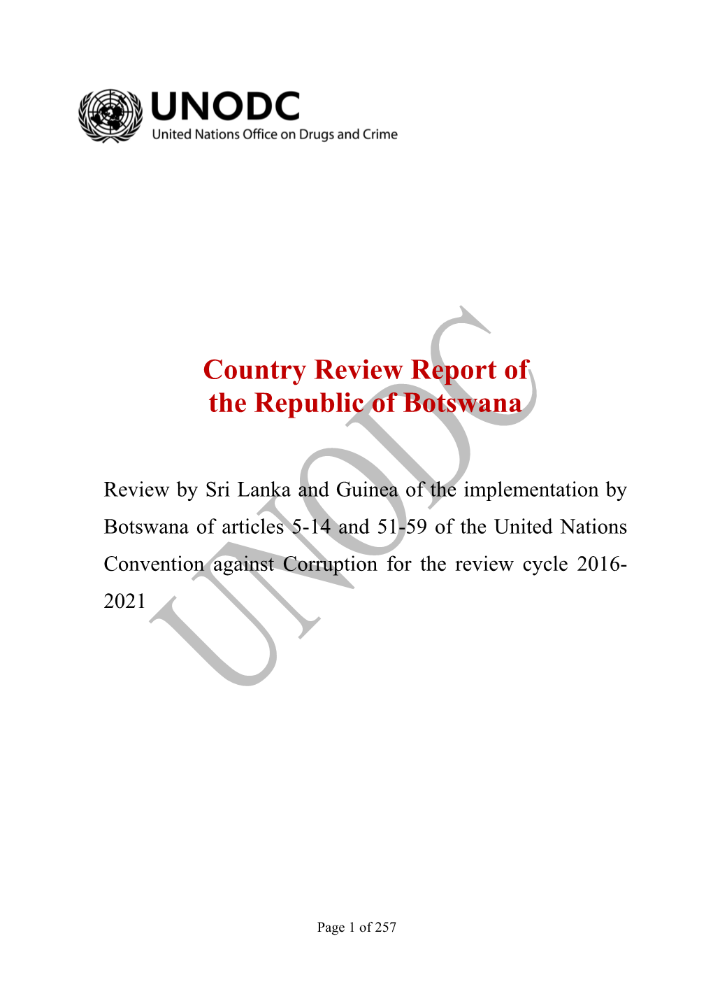 Country Review Report of the Republic of Botswana