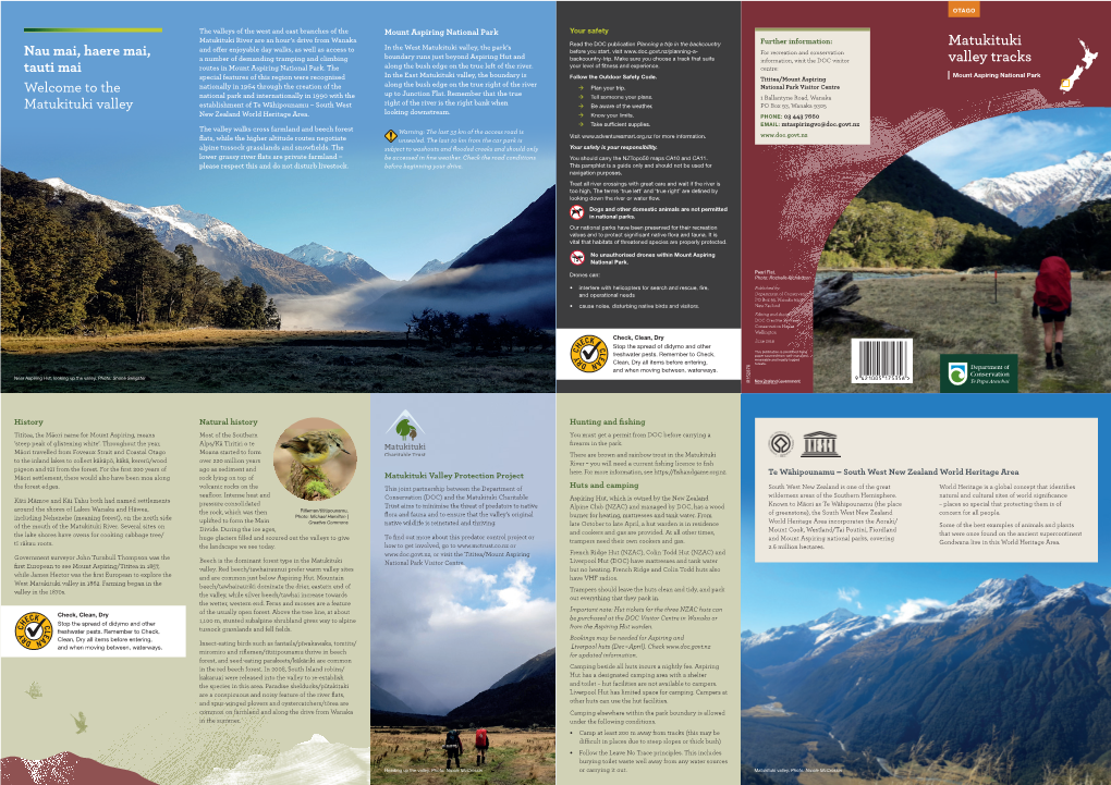 Matukituki Valley Tracks Brochure