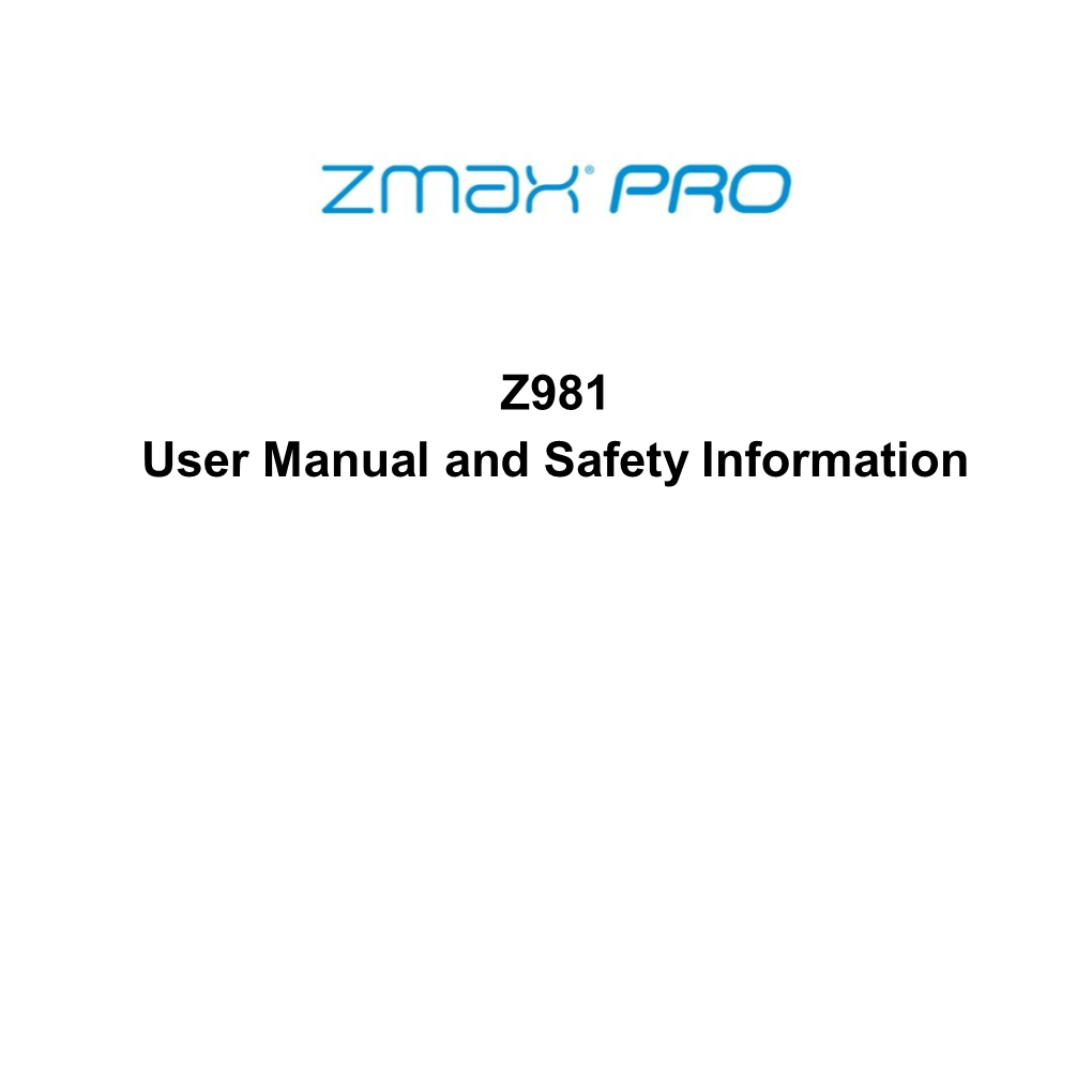 ZTE ZMAX Pro Manual